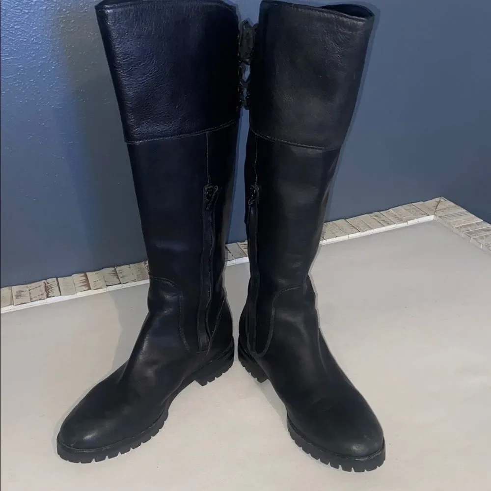 Cole Haan with Nike Air sole Black Leather Boots, Size 7 B waterproof
